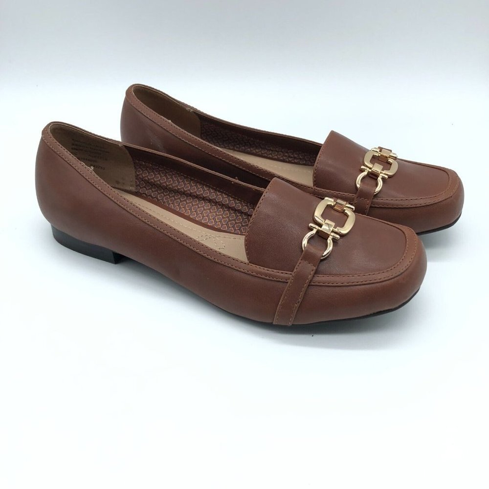 Charter Club Womens Alettee Loafers Flats Slip On Faux Leather Brown 8